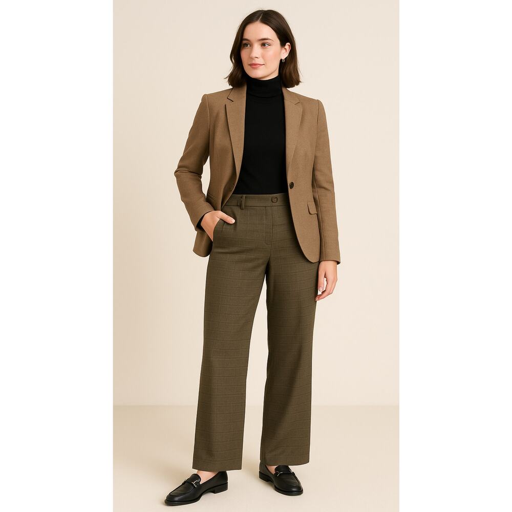 J.Crew Favorite Fit Glen Plaid Wool Blend Trousers Women’s Size 10